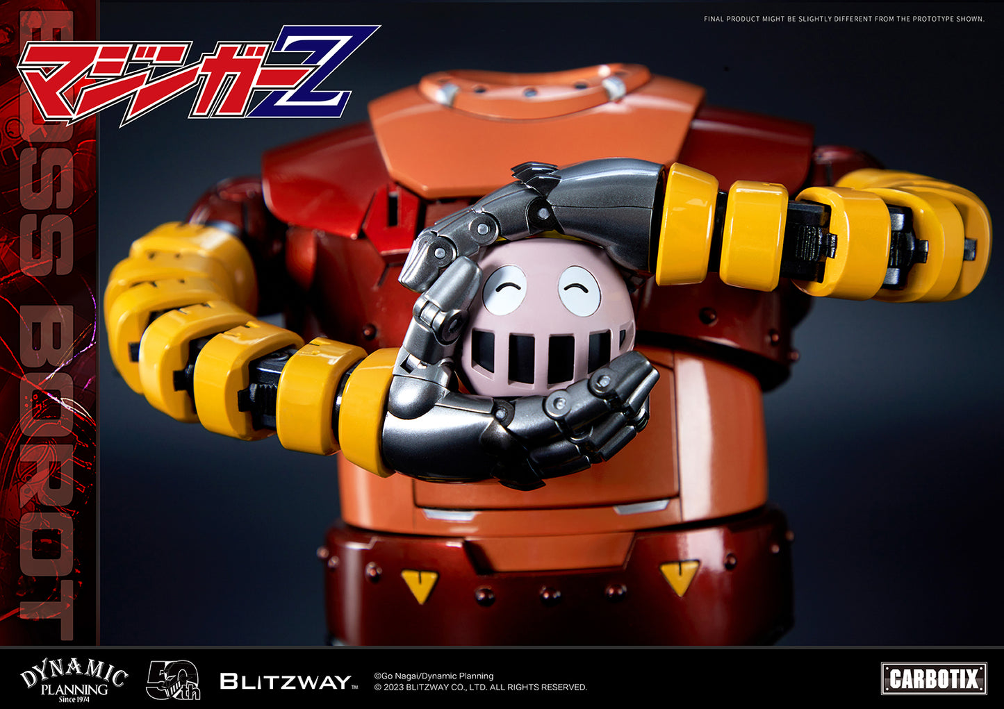 Blitzway development team has prepared a gift that will surprise you, in honor of Mazinger Z, the originator of modern robot cartoons. We recall the humorous BOSS BOROT from the animated series Mazinger Z, whose subject matter was always heavy and serious, would always make us laugh. To recreate BOSS BOROT, from his numerous witty mannerisms to his erratic behavior, required considerable thought on the part of the creators of Blitzway.