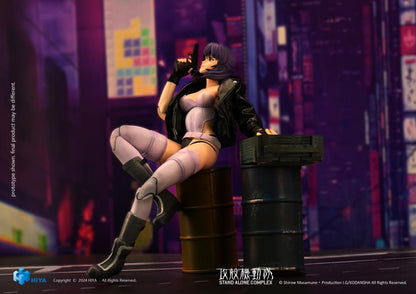 Hiya Toys proudly presents the latest addition to the EXQUISITE SUPER Series: the 1/12 scale Motoko Kusanagi action figure from Ghost in the Shell: Stand Alone Complex!  Set in a futuristic Japan, this science fiction masterpiece explores a world of cybernetic enhancements and brain-computer interfaces. Motoko Kusanagi, one of the first users of full-body cybernetic enhancements, leads Public Security Section 9 in combating cybercrime.