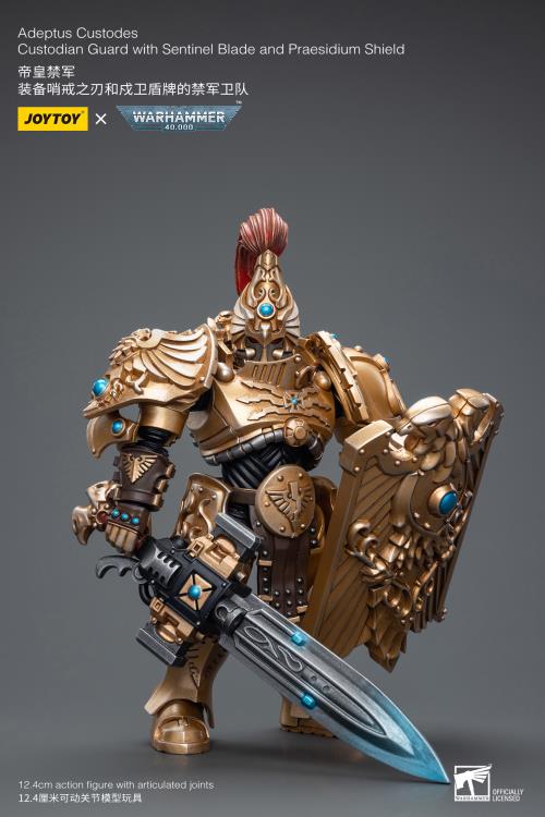 Joy Toy brings the Adeptus Custodes to life with this Warhammer 40K 1/18 scale figure! Clad in golden armor, the Aeeptus Custodes chapter of the Space Marines are rumored to have been hand-crafted by the Emperor Himself. Tasked with protecting both the Imperial Palace and the physical body of the Emperor, these bastions of Imperial might are considered the deadliest warriors in the galaxy, human or otherwise.