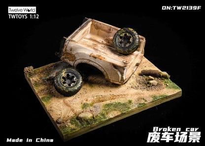 Twelve World Scrap Car Scene (F) 1/12 Scale Diorama Base