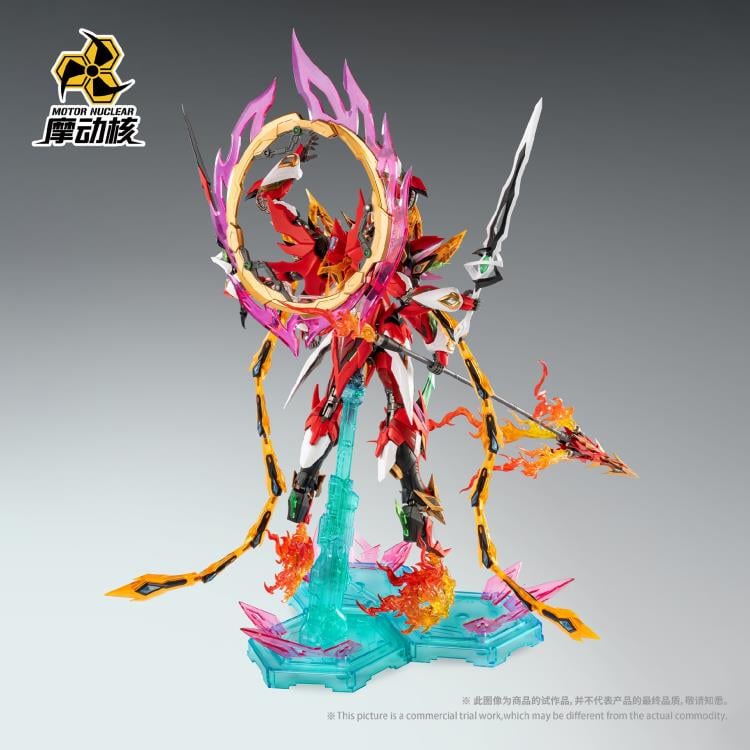 Motor Nuclear presents another beautiful and highly detailed model kit, featuring the MNP-XH04 Tian Ying Xing Nezha figure. This set comes equipped with multiple weapon accessories, including a Fire Spear, Ying-Yang Swords, Hot Wheels, as well as additional parts to recreate the six-arm mode.