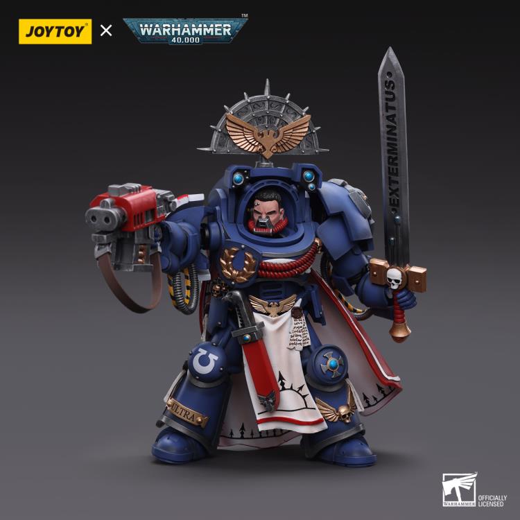 The most elite of the Space Marine Chapters in the Imperium of Man, Joy Toy brings the Ultramarines from Warhammer 40k to life with this new series of 1/18 scale figures. Each figure includes interchangeable hands and weapon accessories and stands between 4" and 6" tall.