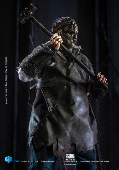 From The Texas Chainsaw Massacre (2003) comes Hiya Toys' EXQUISITE SUPER Series 1/12 scale Thomas Hewitt figure!

Standing 6.3 inches tall with multiple points of articulation, this highly detailed figure faithfully recreates Thomas's disfigured mask, unkempt hair, and weathered clothing, complete with a real cloth apron for enhanced realism.