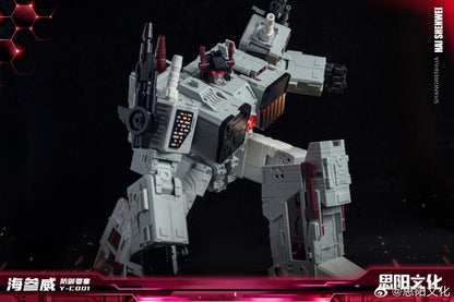 From SiYang Culture comes the Y-C001 Defense Fortress Vladivostok.

The figure stands over 17 inches tall in robot form and features 20 points of articulation. It also includes LED lights throughout the body. 

Vladivostok can convert from robot mode to fortress carrier mode and then to base mode. The figure also comes with a pair of blaster accessories.