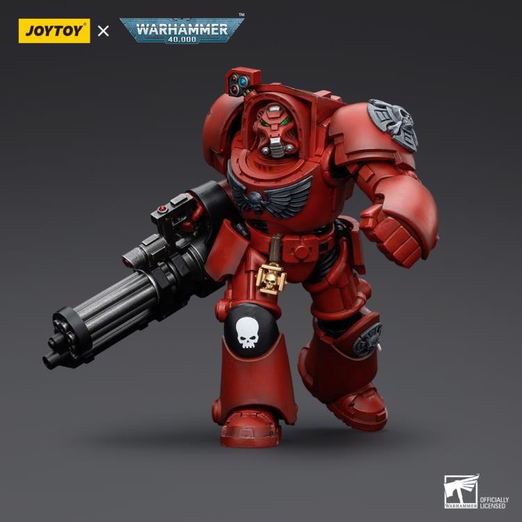 Joy Toy brings the Blood Angels to life with this Warhammer 40K 1/18 scale action figure! Descended from the gene seed of the Primarch Sanguinius, the Blood Angels chapter of the Space Marines are among the most celebrated and loved of the chapters. However, those who join choose a cursed life - destined to one day be driven mad by the Red Thirst and an unending waking nightmare.