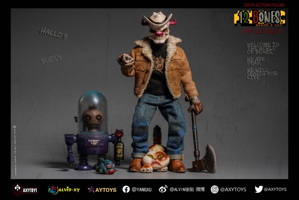 The 12 Bones line from AxyToys features original and unique figure designs that collectors will appreciate! Each figure is approximately 7.87 inches tall and comes with multiple accessories for a wide variety of poses.  12 Bones Mouse figure sold separately