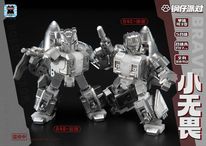 Unleash the power of synergy with the Steel Kiddy Party Brave Dual Charger and Combiner! This high-octane action figure set is designed for fans who love mechanical precision and high-stakes play.

JGM-SKP04 isn't just a single figure; it's a 5-in-1 converting hero. With a sleek "steel" aesthetic and robust articulation, it’s built to withstand the most intense imaginary battles.