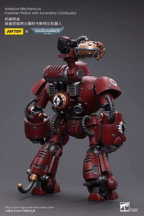 Introducing Joy Toy's Warhammer 40K Adeptus Mechanicus Kastelan Robot with Incendine Combustor! With this exquisitely crafted collectible, which features the recognizable Kastelan Robot with Incendine Combustor, you can fully immerse yourself in the historic battles of the Warhammer 40K universe.