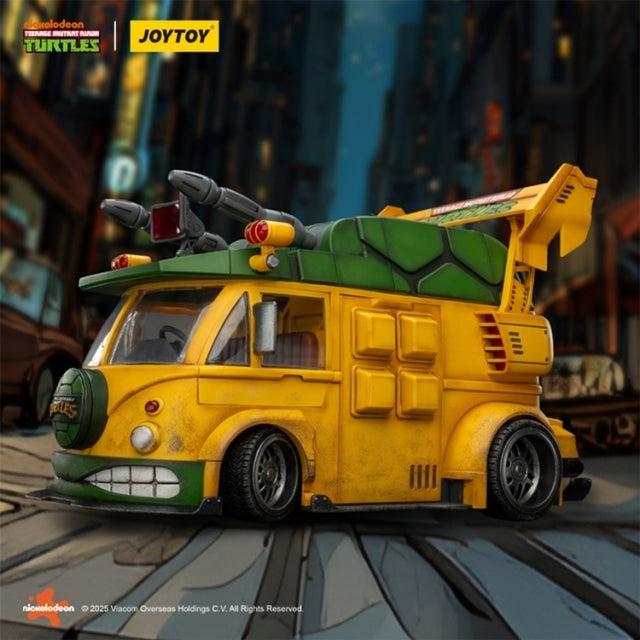 Get ready to roll out with the Joy Toy JT02540 Turtle Van, a highly detailed 1/18 scale vehicle inspired by the Teenage Mutant Ninja Turtles.
Built from durable ABS plastic, this collectible van features opening doors, functional panels, and a removable roof that reveals a fully designed interior. Multiple mounting points allow for weapon and gear customization, while its bold sculpt and mechanical detailing capture the classic TMNT style with modern precision.