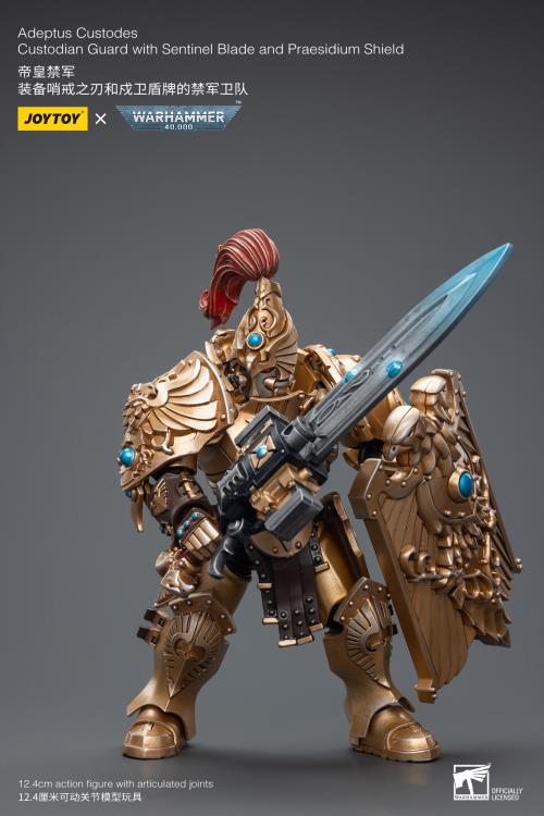 Joy Toy brings the Adeptus Custodes to life with this Warhammer 40K 1/18 scale figure! Clad in golden armor, the Aeeptus Custodes chapter of the Space Marines are rumored to have been hand-crafted by the Emperor Himself. Tasked with protecting both the Imperial Palace and the physical body of the Emperor, these bastions of Imperial might are considered the deadliest warriors in the galaxy, human or otherwise.