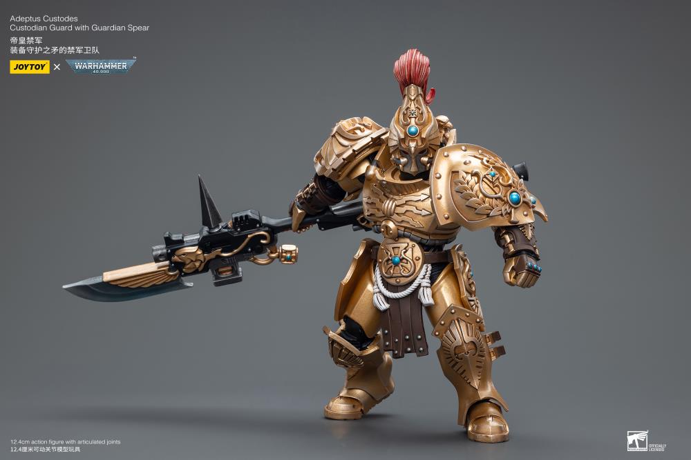 Joy Toy brings the Adeptus Custodes to life with this Warhammer 40K 1/18 scale figure! Clad in golden armor, the Adeptus Custodes chapter of the Space Marines are rumored to have been hand-crafted by the Emperor Himself. Tasked with protecting both the Imperial Palace and the physical body of the Emperor, these bastions of Imperial might are considered the deadliest warriors in the galaxy, human or otherwise.