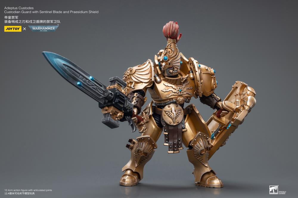 Joy Toy brings the Adeptus Custodes to life with this Warhammer 40K 1/18 scale figure! Clad in golden armor, the Aeeptus Custodes chapter of the Space Marines are rumored to have been hand-crafted by the Emperor Himself. Tasked with protecting both the Imperial Palace and the physical body of the Emperor, these bastions of Imperial might are considered the deadliest warriors in the galaxy, human or otherwise.