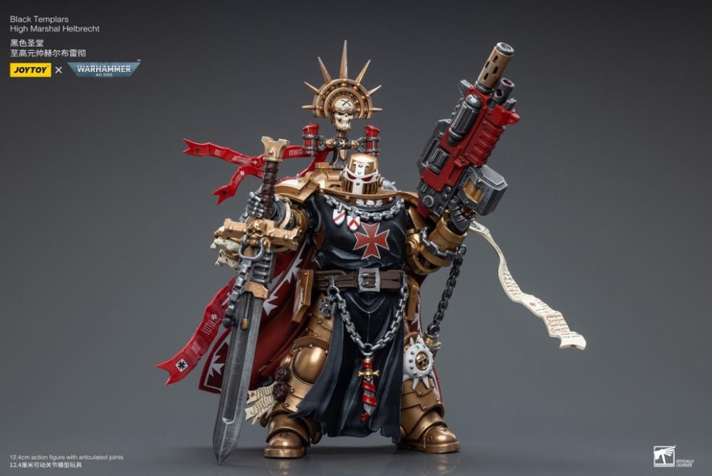 Joy Toy brings the Black Templars to life with this Warhammer 40K 1/18 scale figure! The Black Templars view the Emperor of Mankind as a literal god and have launched a crusade to enforce his reign. Converting entire worlds with the might of their massive battle fleet, their firepower is a match for any other Space Marine Chapter.