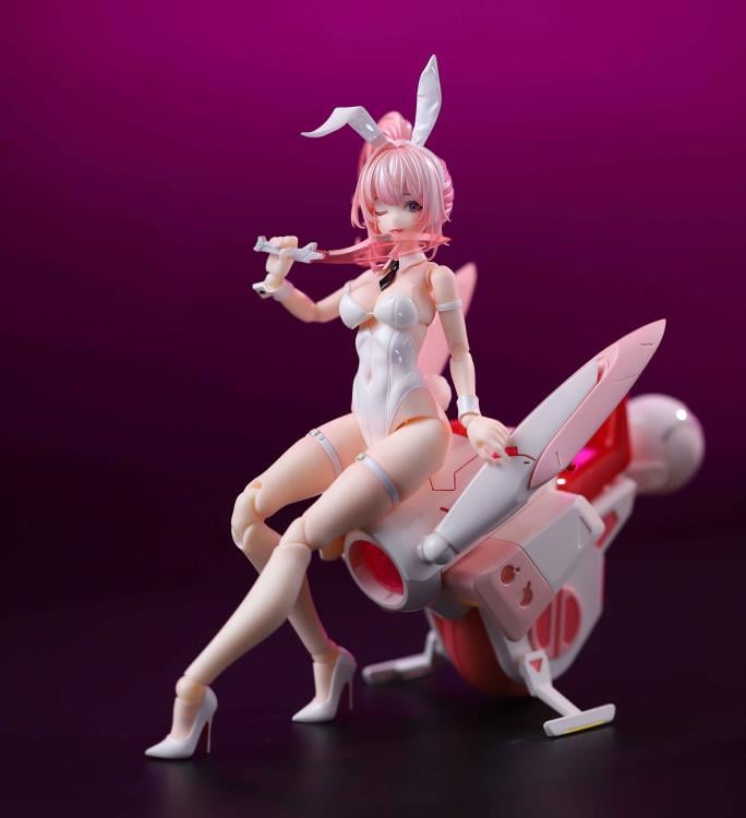 Add to your collection with the Tornado Rabbit 1/12 scale motorcycle from Snail Shell. This bunny shaped motorcyle with a pink and white color scheme is ready to help your figures speed past the competition. Don't miss out on adding this item to your collection!  Bunny Girl Eileen 1/12 scale action figure sold separately.
