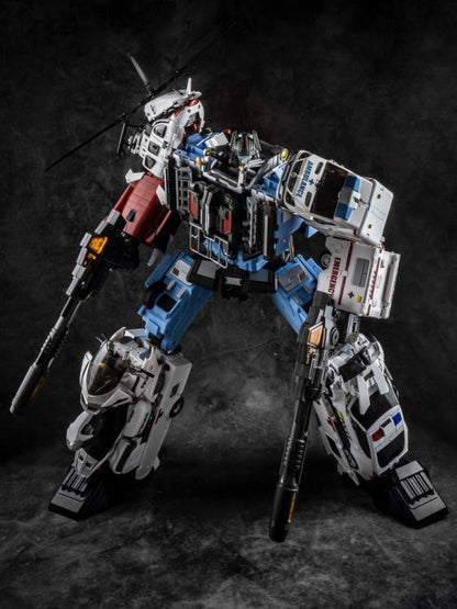 The GT-08E Foo Fighter is part of the Guardian Combiner series by Generation Toy and is able to transform from a fire engine to robot or limb mode, without detaching any parts.