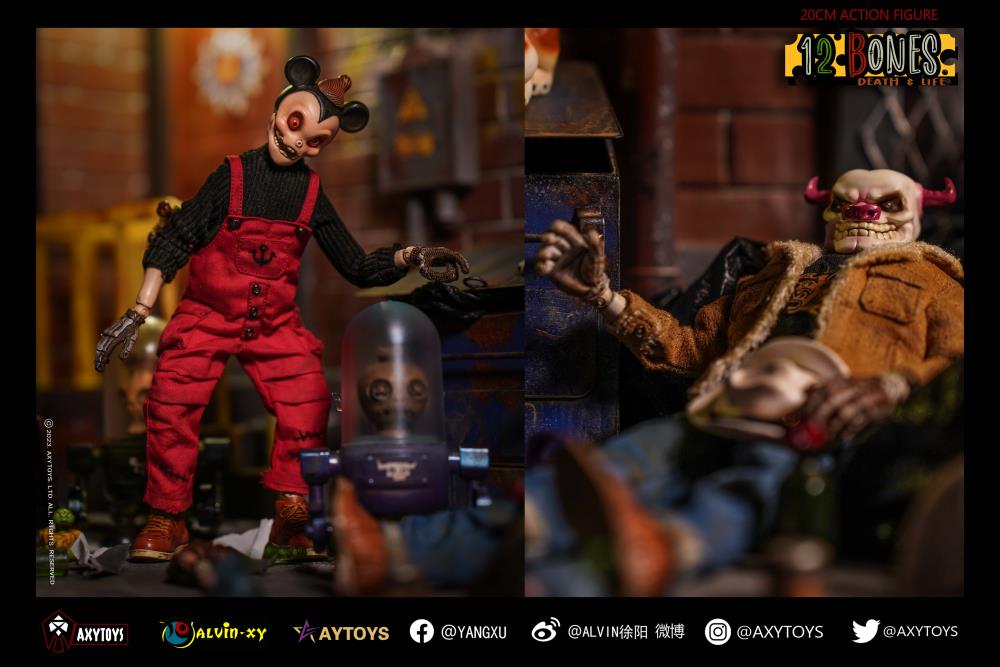 The 12 Bones line from AxyToys features original and unique figure designs that collectors will appreciate! Each figure is approximately 7.87 inches tall and comes with multiple accessories for a wide variety of poses.  12 Bones Mouse figure sold separately