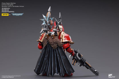 Joy Toy brings Warhammer 40k's Crimson Slaughter Sorcerer Lord to life with this 1/18 scale action figure. Each figure contains interchangeable arms, weapons and a stand. The figure captures the essence of the character and his armor, and is made out of high-quality materials, durable enough for display or play.