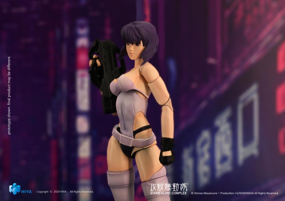 Hiya Toys proudly presents the latest addition to the EXQUISITE SUPER Series: the 1/12 scale Motoko Kusanagi action figure from Ghost in the Shell: Stand Alone Complex!  Set in a futuristic Japan, this science fiction masterpiece explores a world of cybernetic enhancements and brain-computer interfaces. Motoko Kusanagi, one of the first users of full-body cybernetic enhancements, leads Public Security Section 9 in combating cybercrime.