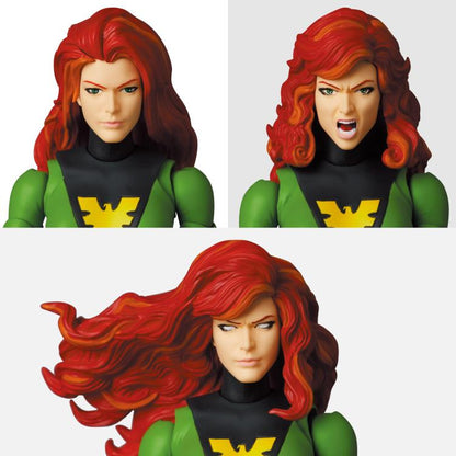 Phoenix, as she appeared in the X-Men comics, leaps into Medicom's MAFEX action figure lineup! This Marvel Phoenix action figure stands about 6 inches tall, and includes 4 different head sculpts and multiple pairs of hands. 