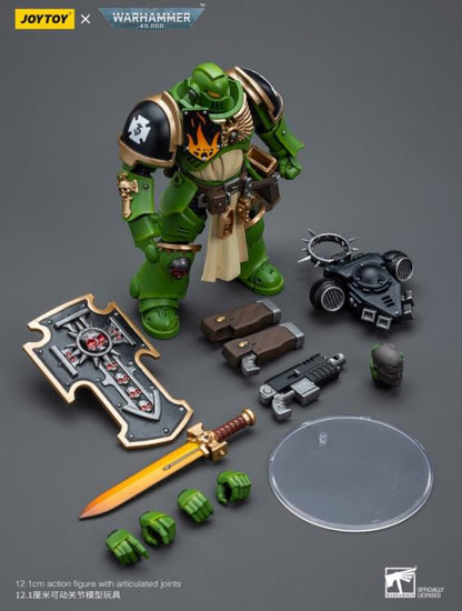 The Joy Toy Warhammer 40K Salamanders Bladeguard Veteran action figure is a highly detailed collectible, perfect for fans of the Warhammer 40K universe. This figure captures the essence of the character’s formidable presence, making it a must-have for collectors and enthusiasts alike.