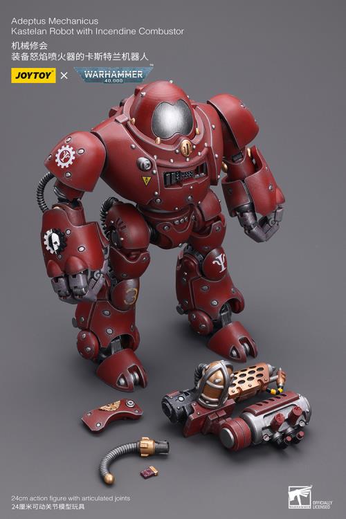 Introducing Joy Toy's Warhammer 40K Adeptus Mechanicus Kastelan Robot with Incendine Combustor! With this exquisitely crafted collectible, which features the recognizable Kastelan Robot with Incendine Combustor, you can fully immerse yourself in the historic battles of the Warhammer 40K universe.