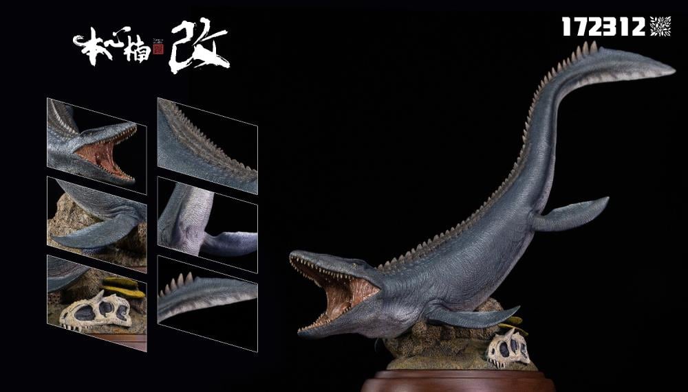 From Nanmu Studio, the Jurassic Series Lord of Abyss 2.0 is a must have for any dinosaur enthusiast. This realistically sculpted Mosasaurus dinosaur is in 1/35 scale and features an exquisite painted finish with the "Pit Lord" color theme.  The deluxe version comes with a detailed diorama base. Diorama base color is random and could include either the yellow coral or the blue coral.