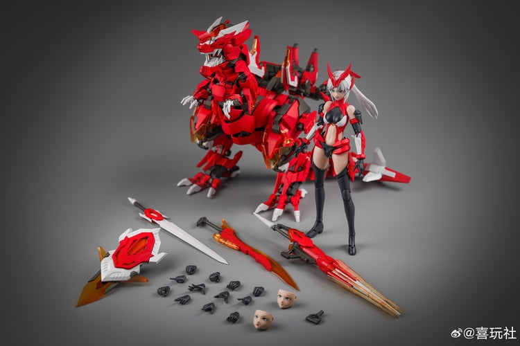 Expand your model kit collection with the Dragon Girl Yu Wanglong & Firefly model kit set by Xiwanshe. This model kit set features a Tyrannosaurus mecha design (Yu Wanglong) along with a dragon girl model design that can be displayed by itself or riding on the Tyrannosaurus mecha model. Don't miss out on adding these models to your collection