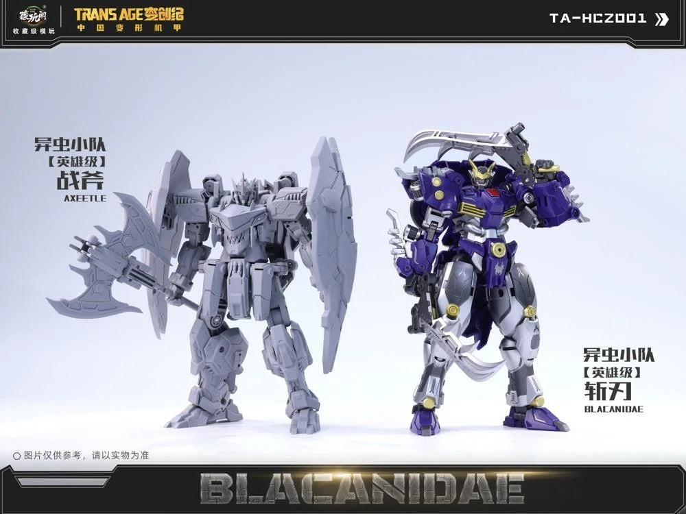 Expand your figure collection with the Insect Squad Series Blacanidae figure by Cang-Toys! This figure is around 7 inches tall and can convert from a robot form to a insect form. Blacanidae also features multiple points of articulation and accessories to create a variety of poses. Be sure to add it to your collection!