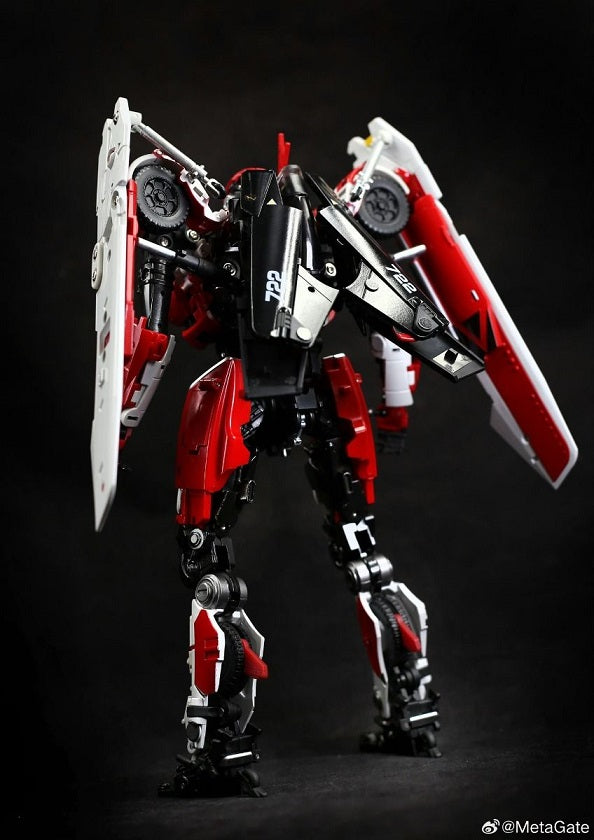 MetaGate figures take your collection to the next level with G05 Red Fantasy, a Masterpiece Scale scaled 3rd party figure that transforms from muscle car to fighter jet to robot and back.   G05 Red Fantasy stands 10.0 inches tall in robot mode and scales to other figures from MetaGate and to other Masterpiece Scale scaled figures. MetaGate figures are fully transforamble, offer a high attention to detail, and are highly articulated, with figures made of high quality materials.