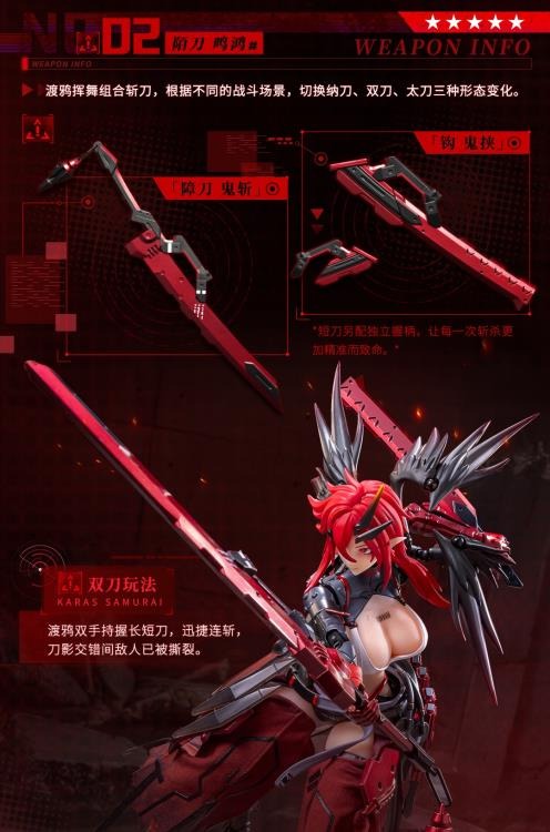 Three years ago in the deep winter, a leader led their team to raid an illegal laboratory and found Karas in her incubator. Her entire left arm had been transformed into a mechanical joint, and her skeleton had been replaced with an alloy prosthesis, turning her into a killing machine. When the leader cut off the restraint around Karas' neck, her broken body came to life. Perhaps touched by the fighting spirit of the creature, the leader of the troops sheathed his knife and brought her with them.