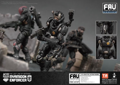 The Myrmidon Enforcer is equipped with the Omangan Empire’s new generation multi-armor, developed for the Abaddon Army. This armor incorporates and optimizes designs from the Synchro Mech pilot combat suits, maintaining protection for vital areas while providing infantry a more comfortable experience for extended combat wear.