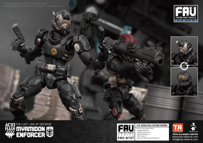 The Myrmidon Enforcer is equipped with the Omangan Empire’s new generation multi-armor, developed for the Abaddon Army. This armor incorporates and optimizes designs from the Synchro Mech pilot combat suits, maintaining protection for vital areas while providing infantry a more comfortable experience for extended combat wear.