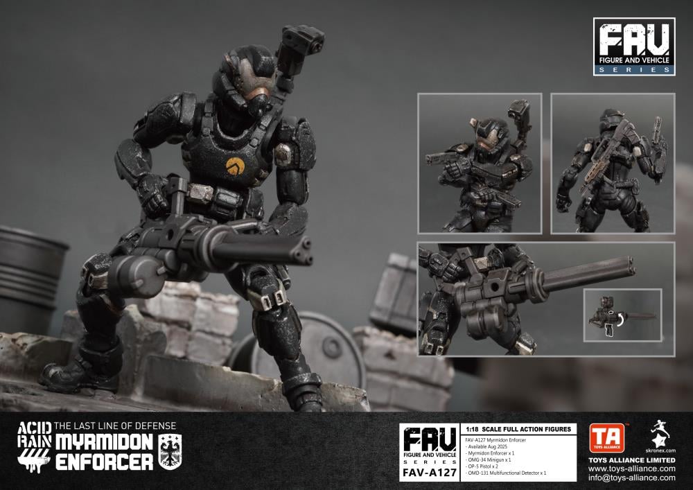 The Myrmidon Enforcer is equipped with the Omangan Empire’s new generation multi-armor, developed for the Abaddon Army. This armor incorporates and optimizes designs from the Synchro Mech pilot combat suits, maintaining protection for vital areas while providing infantry a more comfortable experience for extended combat wear.