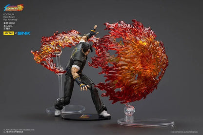 A new fighter is approaching! From the legendary fighting game The King of Fighters '98: Ultimate Match comes the next challenger in 1/18 scale: Kyo Kusanagi! Dressed in his traditional black and yellow outfit, Kyo comes with a large variety of accessories including flame effects when executing a powerful move. Recreated with jaw-dropping details lifted directly from the game, you'll be able to re-enact your favorite brawls or envision your own high stakes fights in style! Don't miss out on growing your KOF