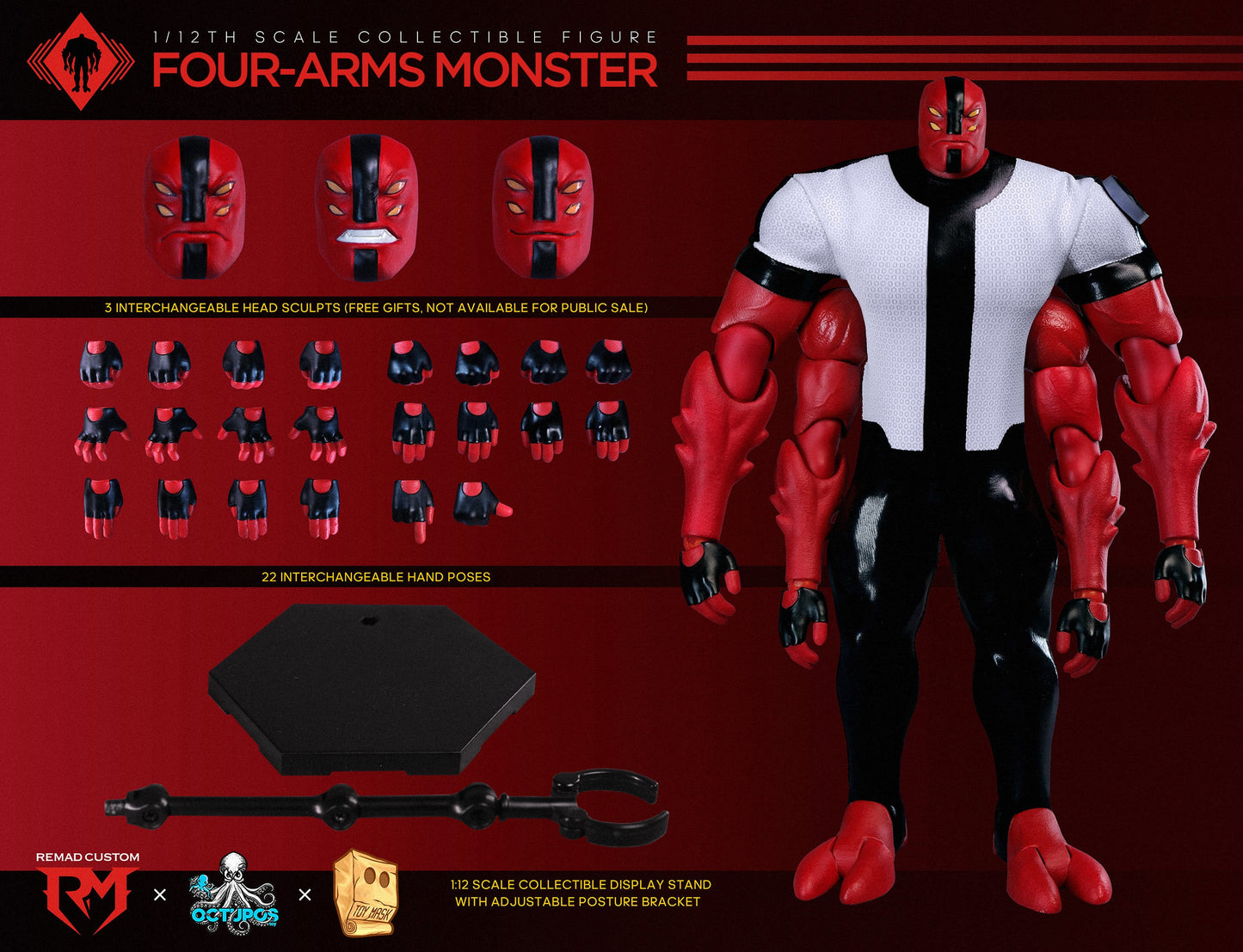 (Preorder) Octupus x Remad Custom 1/12 Four Arms Monster 8.9in action figure