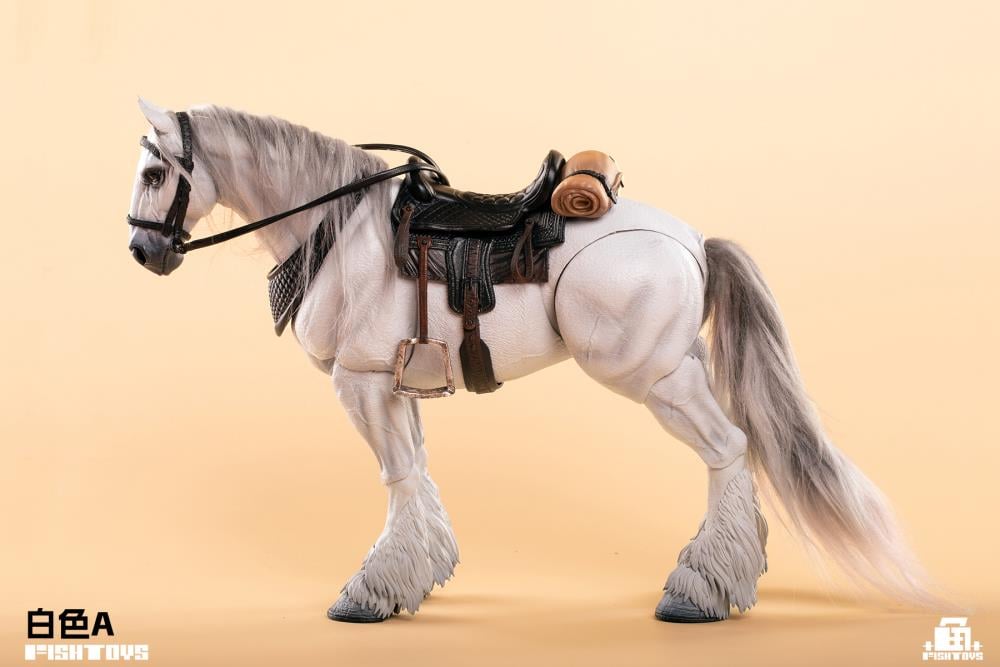 Fish Toys is proud to present a new entry in their Wilderness Series that will add some horsepower to your 1/12 collection: the Horse (Basic A Ver.)! Equipped with a full saddle, this figure includes 24 movable joints and includes a closed-mouth head sculpt with hairy lower legs. Don't miss out on adding this figure to your collection and ride off into the sunset!  Other figures shown not included (sold separately)