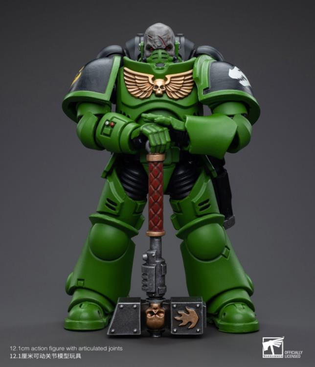 Hailing from a volcanic and unstable world, the Space Marine Chapter of the Salamanders take great care to avoid human casualties during their wars against Chaos. Deeply embedded in the Promeathan Cult, these warriors hone their skills to a lethal edge to protect Humanity. Each figure typically includes interchangeable hands and weapon accessories and stands between 4" and 6" tall. Sergeant Krajax leads his men into the fray as many times as it takes to complete the mission, regardless of casualties.