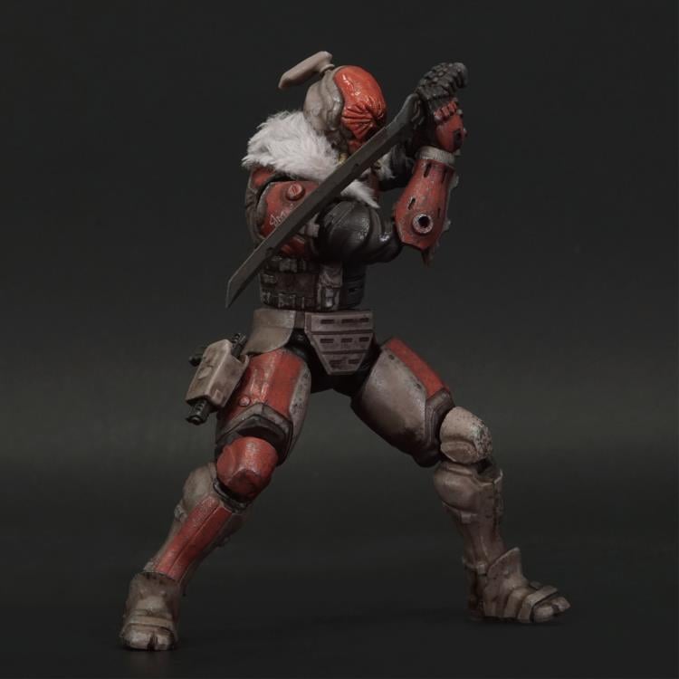 Keiji, known as “Hiodoshi”,  is one of the commanders of the Yamato Special Assault Unit, the Red Crow. Known as a master of the Kobudo one-sword style, he is also a specialist in Yabusame - the art of archery while on horseback - in addition to being a highly skilled pilot of the Winder lightweight Synchro exoArmor. His extensive expertise in various forms of combat has earned him the name Hiodoshi - the Red Devil Samurai.