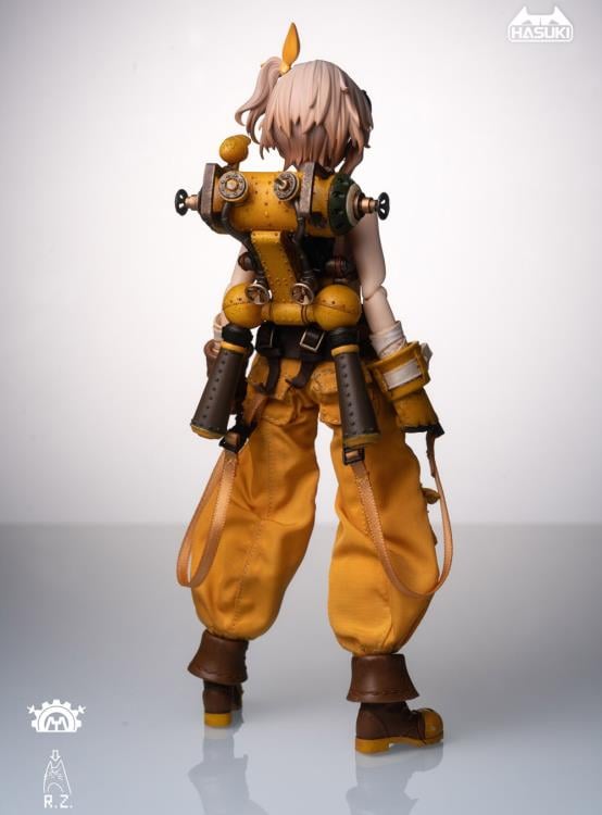 Expand your figure collection with the Pocket Art Series Mechanic Fiona 1/12 scale figure by Hasuki. This highly posable action figure includes additional parts and accessories to create fun poses or scenes with. Mechanic Fiona is seen with baggy orange suspender pants and goggles on her head, along with other attire fitting of this hard working mechanic. Be sure to add Fiona to your collection!