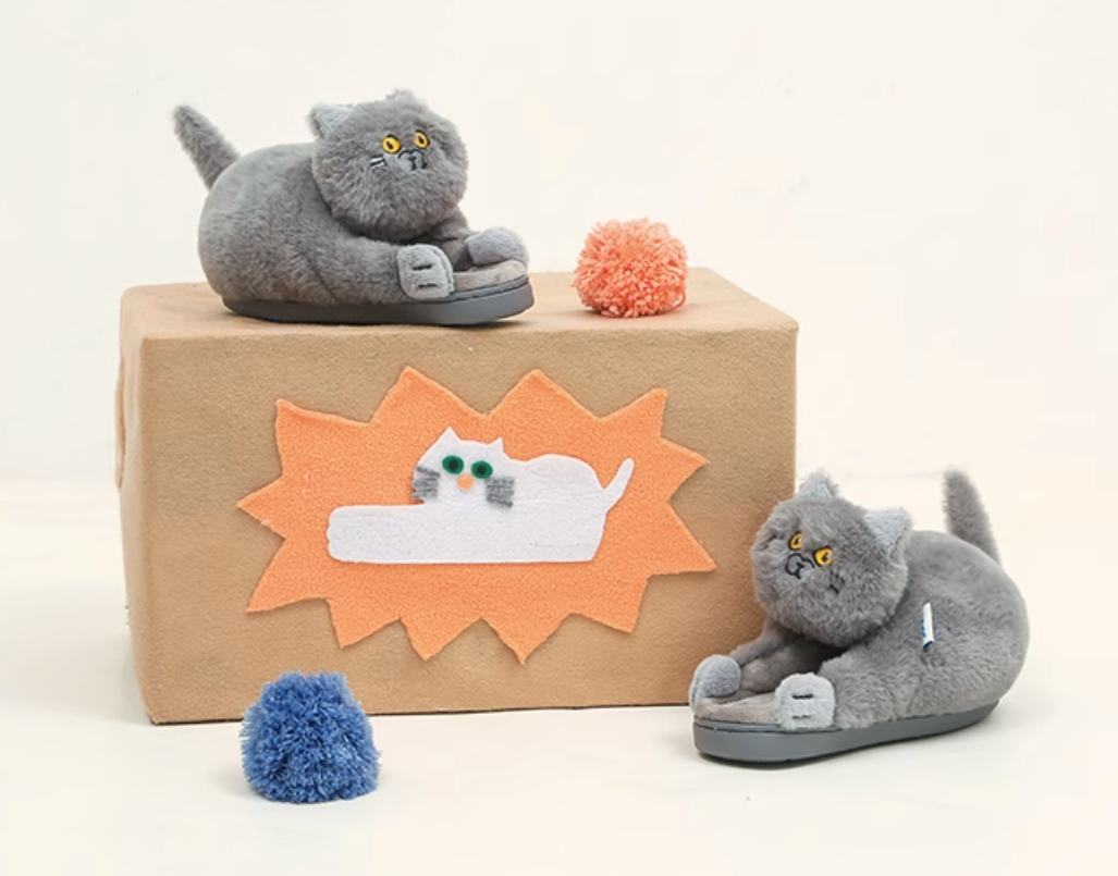 Cute Fashion Plush Cat Winter Home Slippers