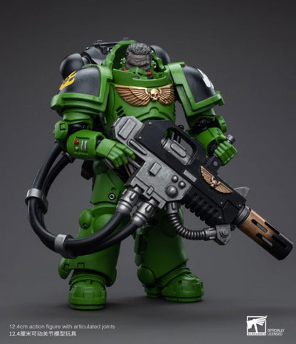 Hailing from a volcanic and unstable world, the Space Marine Chapter of the Salamanders take great care to avoid human casualties during their wars against Chaos. Deeply embedded in the Promeathan Cult, these warriors hone their skills to a lethal edge to protect Humanity. Each figure typically includes interchangeable hands and weapon accessories and stands between 4" and 6" tall. Wielding a deadly flamethrower, Brother T'Kren has a grim satisfaction of leaving purifying flames in his wake.