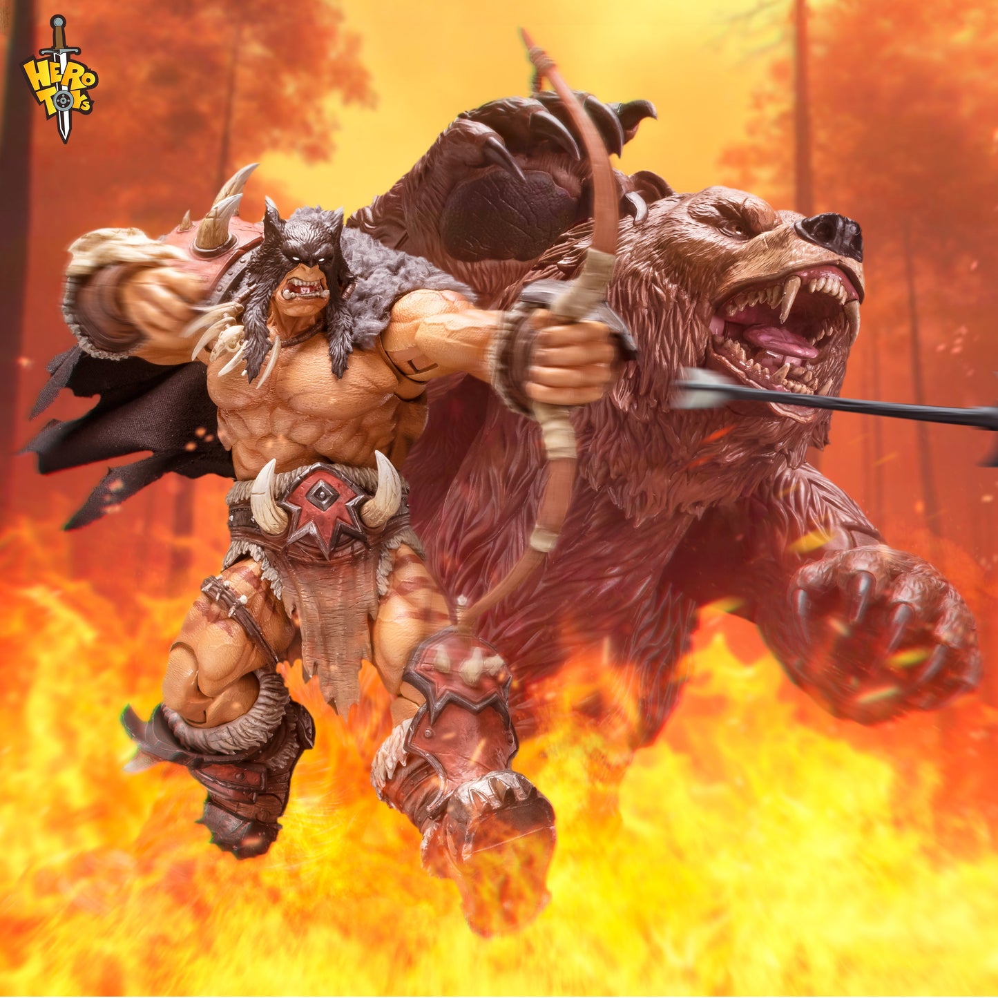 (Preorder) Hero Toys 1/10 Tribal Hunter Orc Tracker & War Bear action figure