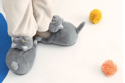 Cute Fashion Plush Cat Winter Home Slippers