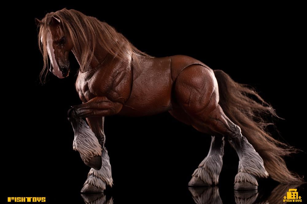 Fish Toys is proud to present a new entry in their Wilderness Series that will add some horsepower to your 1/12 collection: the Horse (Basic A Ver.)! Equipped with a full saddle, this figure includes 24 movable joints and includes a closed-mouth head sculpt with hairy lower legs. Don't miss out on adding this figure to your collection and ride off into the sunset!  Other figures shown not included (sold separately)