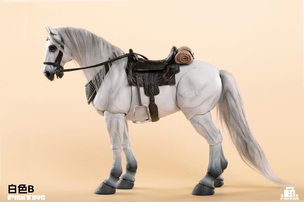 Fish Toys is proud to present a new entry in their Wilderness Series that will add some horsepower to your 1/12 collection: the Horse (Basic B Ver.)! Equipped with a full saddle, this figure includes 24 movable joints and includes a closed-mouth head sculpt with hairy lower legs. Don't miss out on adding this figure to your collection and ride off into the sunset!  Other figures shown not included (sold separately)