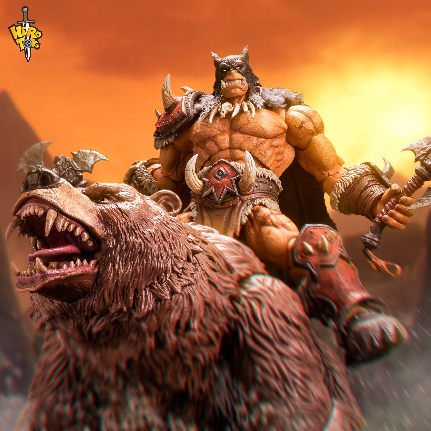 (Preorder) Hero Toys 1/10 Tribal Hunter Orc Tracker & War Bear action figure