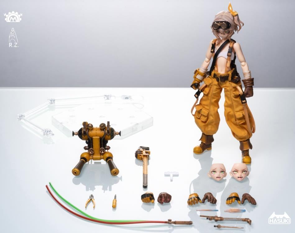 Expand your figure collection with the Pocket Art Series Mechanic Fiona 1/12 scale figure by Hasuki. This highly posable action figure includes additional parts and accessories to create fun poses or scenes with. Mechanic Fiona is seen with baggy orange suspender pants and goggles on her head, along with other attire fitting of this hard working mechanic. Be sure to add Fiona to your collection!