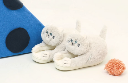 Cute Fashion Plush Cat Winter Home Slippers