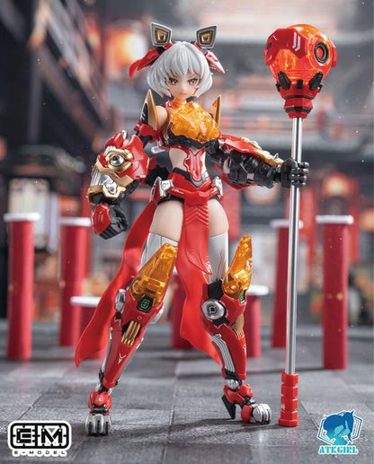 Expand your A.T.K. Girl collection with this Awoken Mountain Lion 1/12 scale mecha-girl plastic model kit by Eastern Model! This highly articulated model features a red and white color scheme and includes a variety of parts along with various accessories for creating fun poses with the model. Be sure to add this model to your collection!