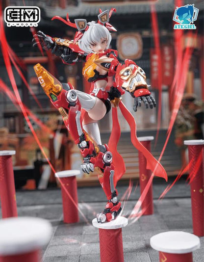 Expand your A.T.K. Girl collection with this Awoken Mountain Lion 1/12 scale mecha-girl plastic model kit by Eastern Model! This highly articulated model features a red and white color scheme and includes a variety of parts along with various accessories for creating fun poses with the model. Be sure to add this model to your collection!